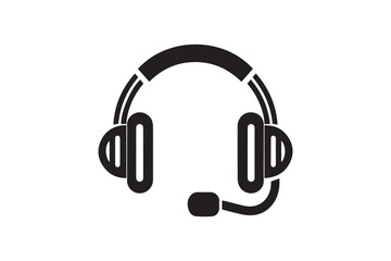 Computer headphone vector silhouette isolated in white background