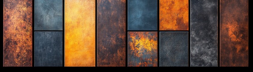 Aufkleber - Textured panels a stunning display of industrial design and color variations for modern interiors