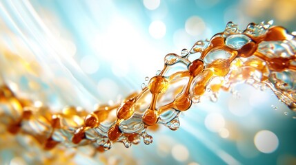 Poster - A stunning close-up of liquid molecules intertwined capturing the essence of fluid dynamics and light play