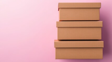 Fototapete - Creative organization the art of stacking stylish boxes against a pink background for home decor and storage solutions