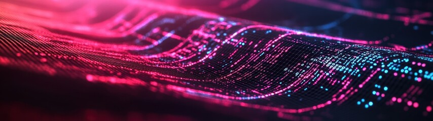 Fototapete - Dynamic waves of colorful data visualization representing the intersection of technology and artistry in the digital realm