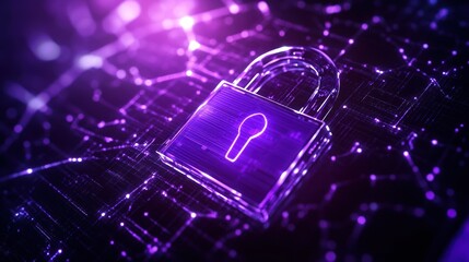Poster - Exploring the significance of cybersecurity through visual representation of a digital lock symbolizing protection and privacy