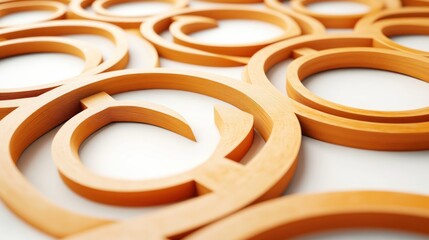 Aufkleber - Intricate wooden design a close-up of curved patterns showcasing artistic craftsmanship and texture