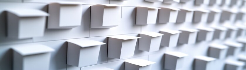 Poster - Innovative design of modular white structures showcasing modern architectural aesthetics and functional artistry