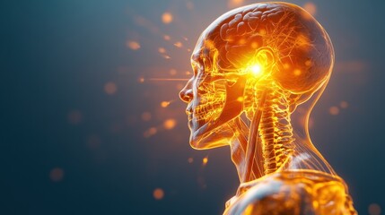 Poster - Exploring the intricacies of the human anatomy a stunning visualization of the brain skull and neck structures