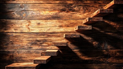 Aufkleber - A serene pathway capturing the beauty of wooden stairs against a rustic backdrop