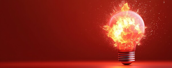 Aufkleber - Explosive ideas the dynamic intersection of creativity and innovation captured in a striking image of a fiery light bulb