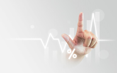 Wall Mural - businessman growth graph business profit chart on success finance background and increase rise strat