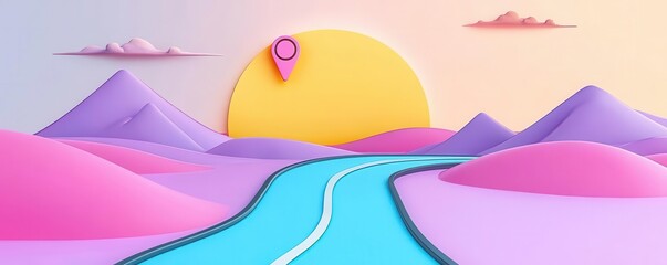 unique development roadmap flat design side view futuristic theme cartoon drawing colored pastel