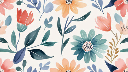 Poster - seamless pattern with flowers