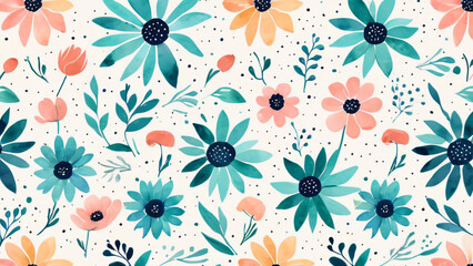 Sticker - seamless pattern with flowers