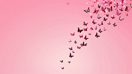 Poster - pink background with flowers