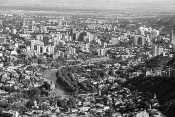 Wall Mural - Aerial panoramic view from Mtatsminda Park of Tbilisi, capital of Georgia