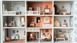 © alex - Dollhouse intricate details miniature furniture tiny rooms creative children. AI generated