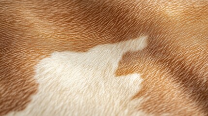 a close-up view of a textured surface resembling animal fur with a mix of brown and white colors.