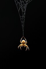 Spider weaving intricate web, isolated for a detailed look at the silk strands