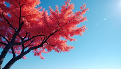 vibrant autumn leaves against a clear blue sky