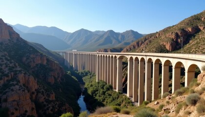 Sticker -  Majestic bridge spanning a serene valley