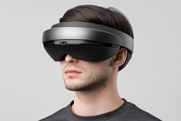 Man Wearing Futuristic VR Headset: Immersive Technology for Gaming and Beyond