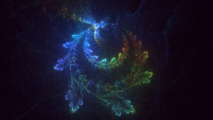 Wall Mural - 3D manual rendering abstract blue fractal light background. Its not AI Generatd illustration.