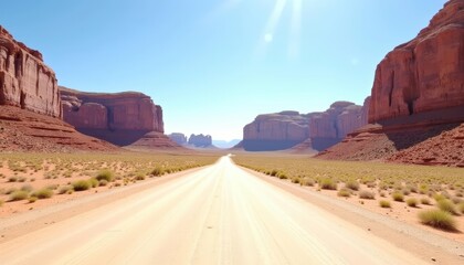 Sticker -  Desert highway leading to the horizon