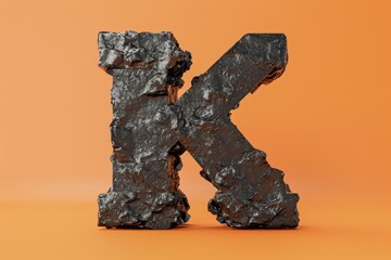 Wall Mural - The letter K is made of rocks and has a rough texture