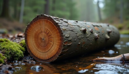 Sticker -  Natures Art  A fallen log in the forest