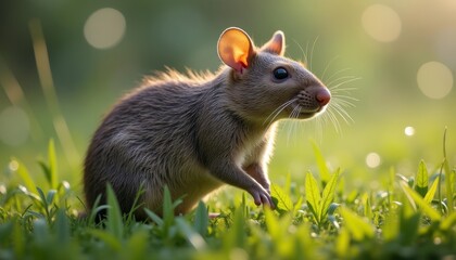 Wall Mural -  Peaceful moment in nature with a curious rodent