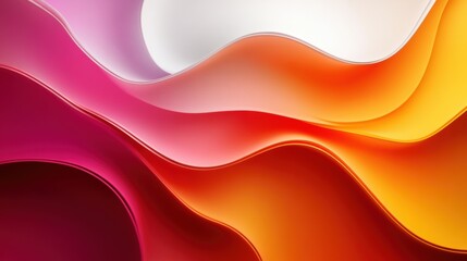 Wall Mural - Abstract colorful wave shapes in pink, red, and orange gradient tones. Fluid pattern design.