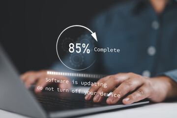 operating system, firmware, os upgrade with loading progress screen. software update to improve func
