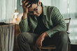 © panitan - sad serious illness man.depressed emotion panic attacks alone sick people fear stressful crying.stop abusing domestic violence,help person with health anxiety,thinking bad frustrated exhausted