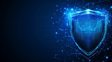 Digital Security Shield, Cybersecurity and Data Protection Concept. Abstract Technology Background
