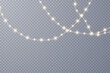 © Максим Славов - Christmas lights isolated on checkered vector background. Set of Christmas glowing garlands. For advertising invitations, web banners, postcards. Vector