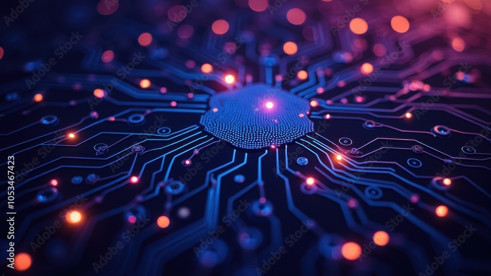 Abstract Technology Background with AI Concepts Stock Illustration ...