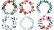 © kichigin19 - set of round floral wreaths frames, flat graphics isolated on a white background