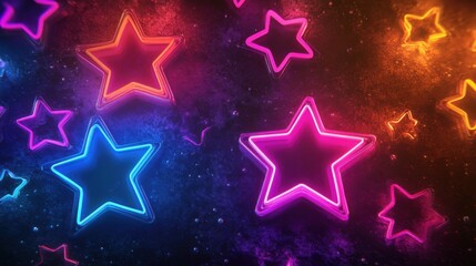 Wall Mural - neon outlines of stars with a gradient fill