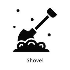 Shovel Vector Gylph Design icon. Winter Travelling Symbol on White backgroud EPS 10 file