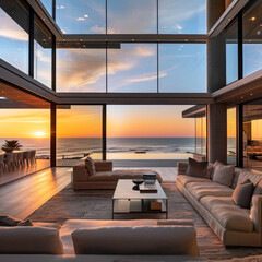 Wall Mural - Experience luxury living with breathtaking ocean views and modern design in this stunning open-concept space