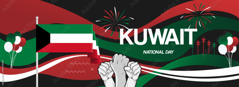 Kuwait Backdrop Kuwait national day festive banner. Vibrant modern templates for ...