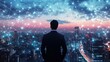 © Prapan - A professional man in a suit is looking out over a modern cityscape,