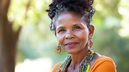 Middle-aged South African woman with casual attire and a friendly look.