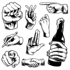 Wall Mural - cool hand gesture sticker with a white border design element set