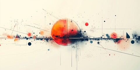 Wall Mural - geometric networked world, interconnected shapes and digital lines representing a modern, abstract v