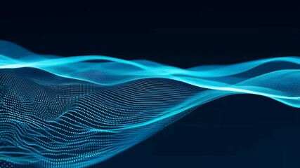 Wall Mural - abstract technology background bright blue particles that create wave motions black backdrop rendered 4K enhance business presentations modern aesthetic space sky star night