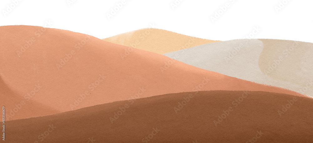 Watercolor desert png landscape border, transparent background Stock ...