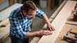 © AltisArt - Professional Carpenter Sanding Wooden Plank in Workshop, Close-up of Skilled Woodworking Craftsmanship and Artisan Joinery Branding