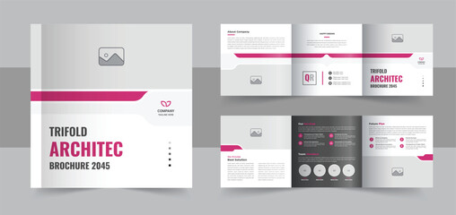 Modern architecture square trifold brochure template design or Square trifold architecture design brochure layout