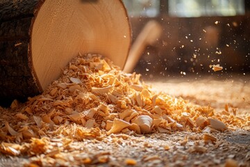 Wood Shavings and Log