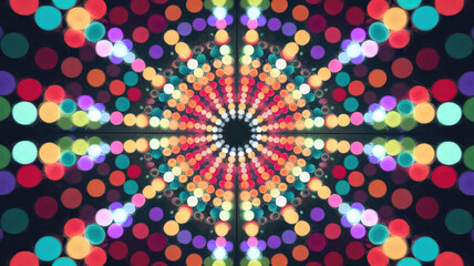 Colorful abstract art featuring a vibrant explosion of light and circular shapes, creating a mesmerizing visual effect.