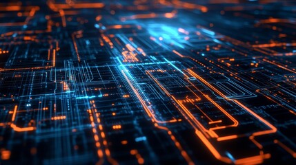 The blockchain concept. Big data binary code futuristic information technology, data flow. Interconnected data blocks depicting a cryptocurrency blockchain. 3D rendering of the concept.
